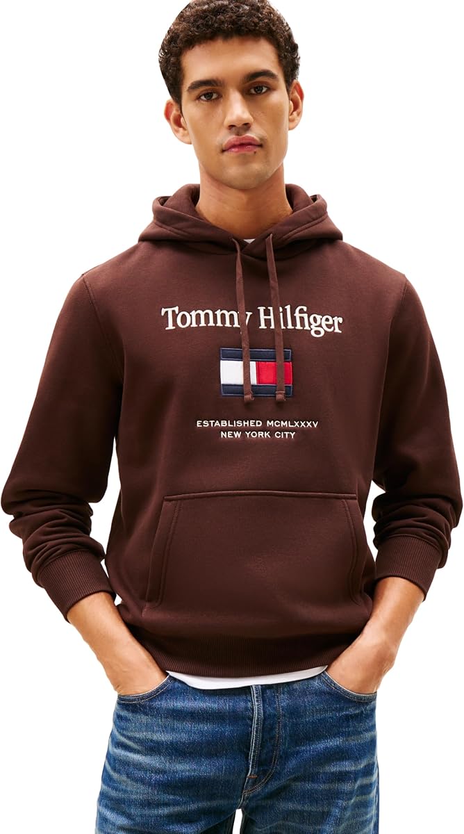 Men's Medium Weight Cotton Hoodie Sweatshirt With Embroidered Logo