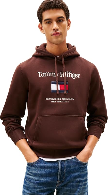 Men's Medium Weight Cotton Hoodie Sweatshirt With Embroidered Logo