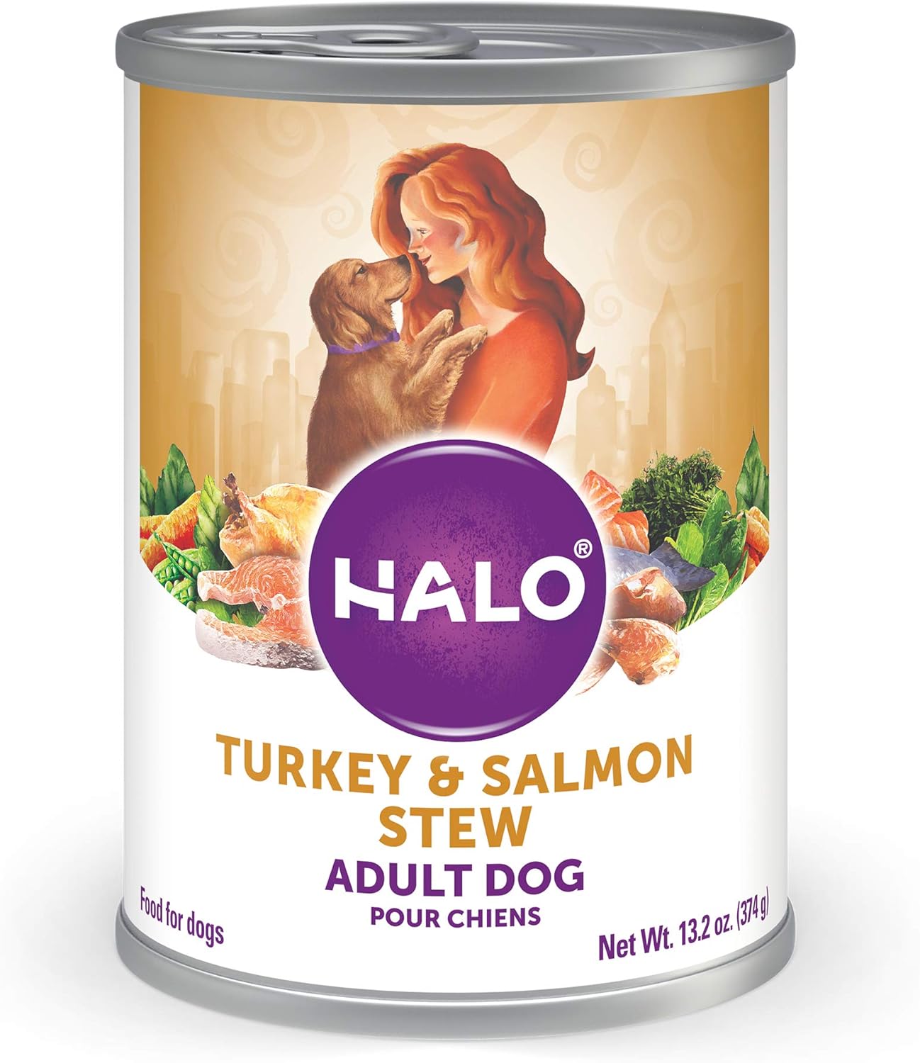 Halo Healthy Grains Adult Dog Wet Food, Turkey Recipe in Broth, 13.2 oz, Case of 6