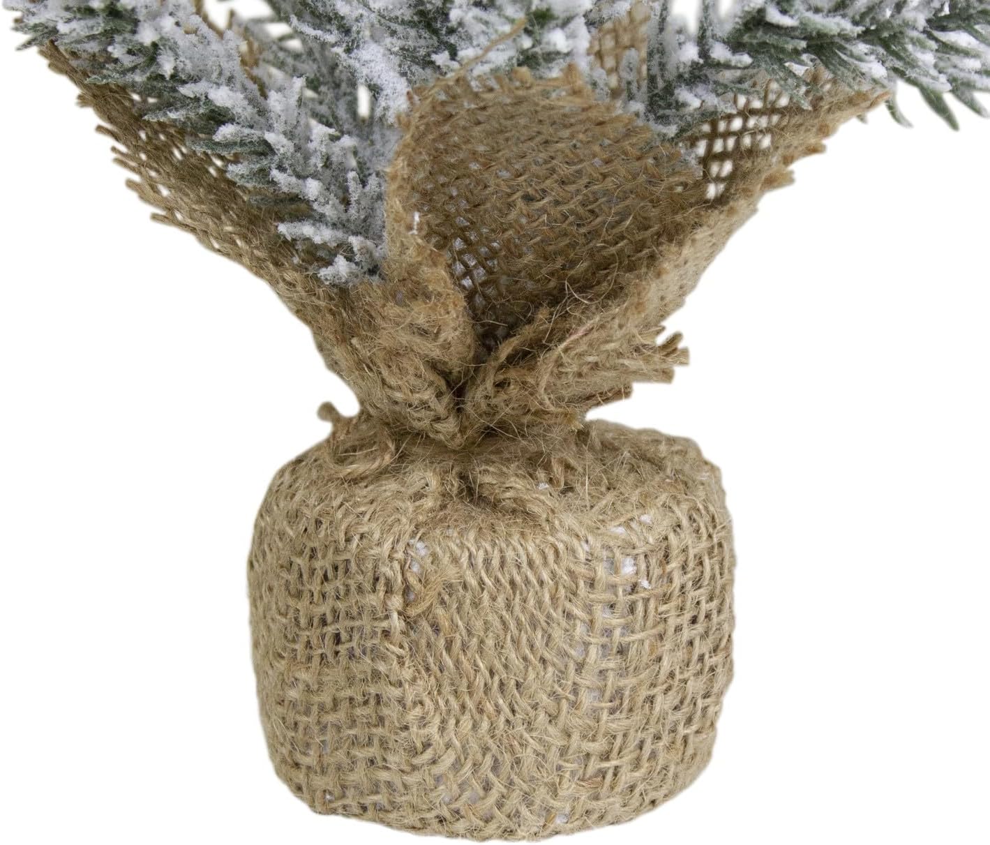 12" Unlit Artificial Flocked Mini Pine Christmas Tree with Jute Base