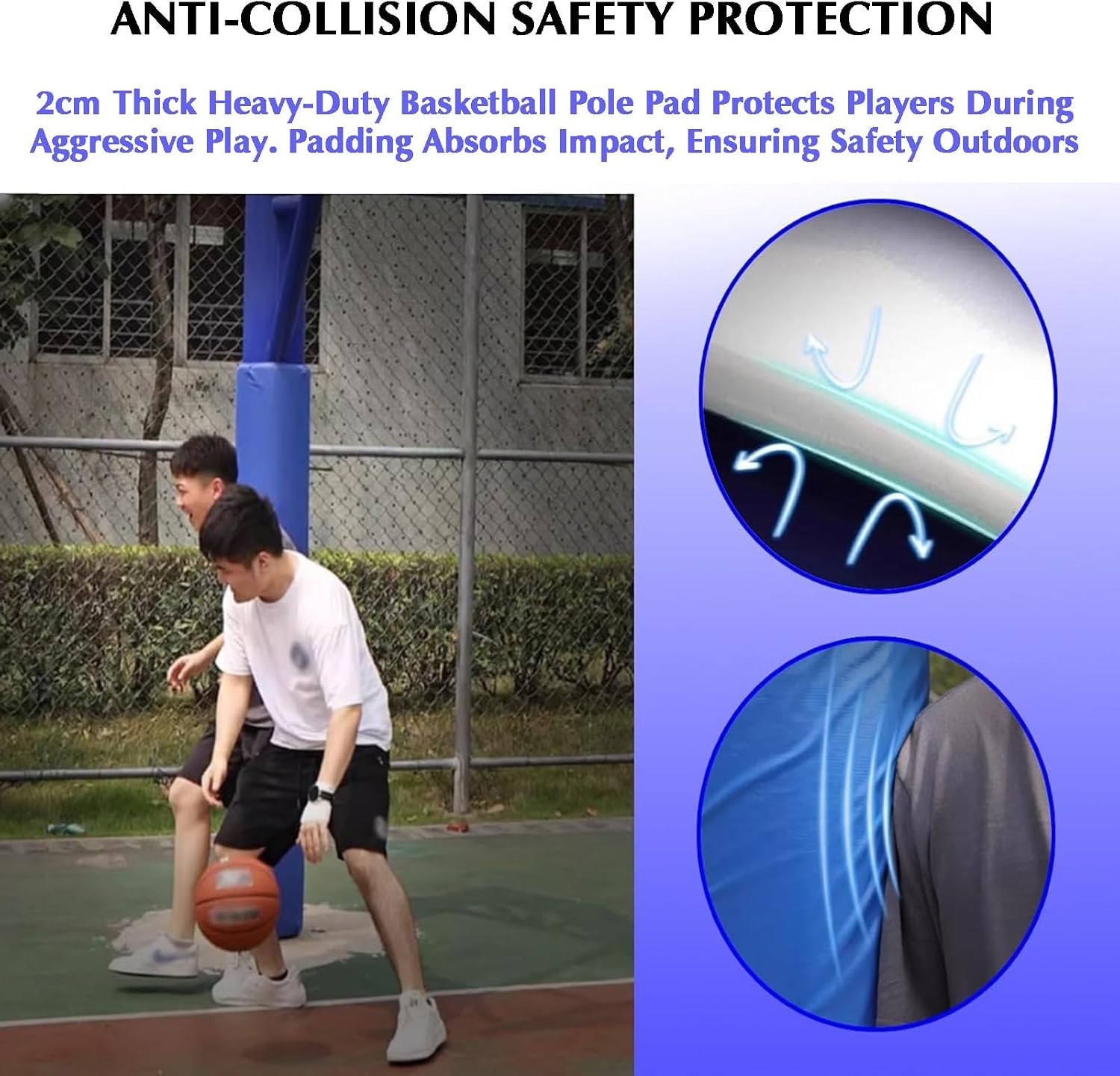 Portable Basketball Pole Padding,Heavy Duty Safety Pad for Round Poles,Basement Pole Wraps Column Cover,Easy to Disassemble and Reusable,for Home Gym Playground