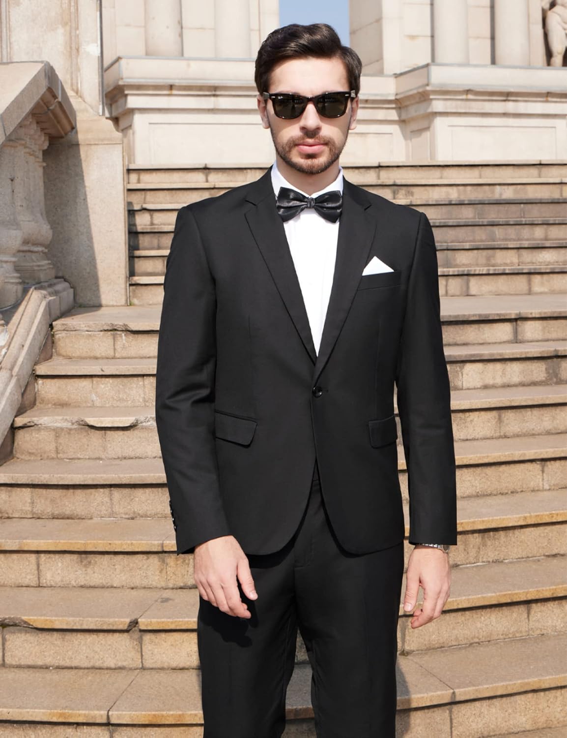 WEEN CHARM Men's Suits Slim Fit 2 Piece One Button Blazer Jacket Wedding Prom Tuxedo Pants Set - Image 2