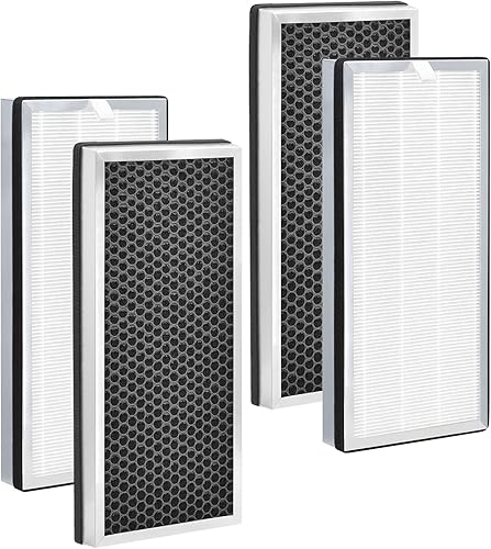 Miniatura 10 de Paquete de 4 filtros de repuesto para purificador de aire serie 40, compatible con MA-40, 75% de prefiltro, 20% H13 HEPA, 5% carbón activado
