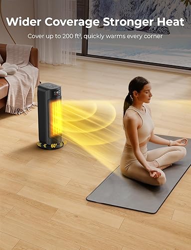 Miniatura 9 de Calentador de espacio, calentadores de espacio de 1500 W, calefacción eficiente con pantalla LED, temporizador de 1 a 24 horas, ecológico,