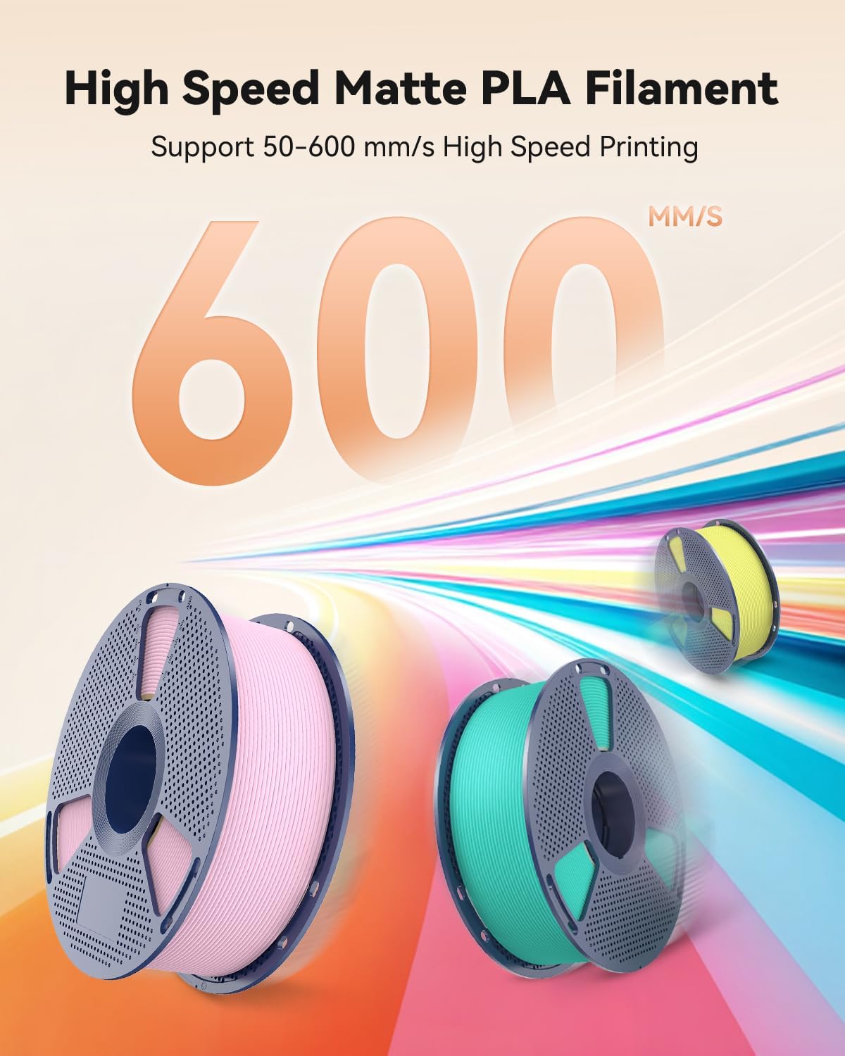 SUNLU High Speed Matte PLA Filament 4KG, Up to 600mm/s Fast 3D Printer Filament Bundle, Smooth PLA Matte Filament Fits Most FDM 3D Printers, 1KG Reusable Spool 4 Packs, Matte Black*4 - Image 2