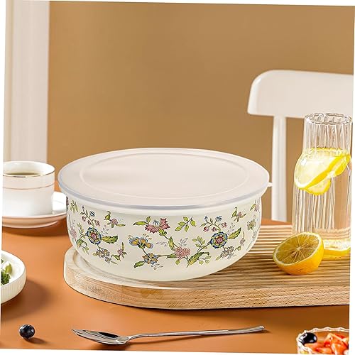 Miniatura 7 de BESTOYARD 5 unidades de esmalte esmaltado recipiente para ensalada, cuenco para servir tazón de mezcla de esmalte para hornear, cuencos de frutas