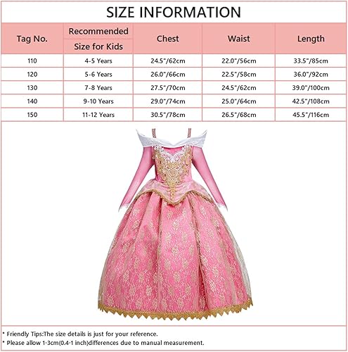 Miniatura 7 de Vestido de cumpleaños de princesa para niñas, disfraz de belleza para dormir, Halloween, Navidad, disfraces de fiesta de cosplay (con accesorios)