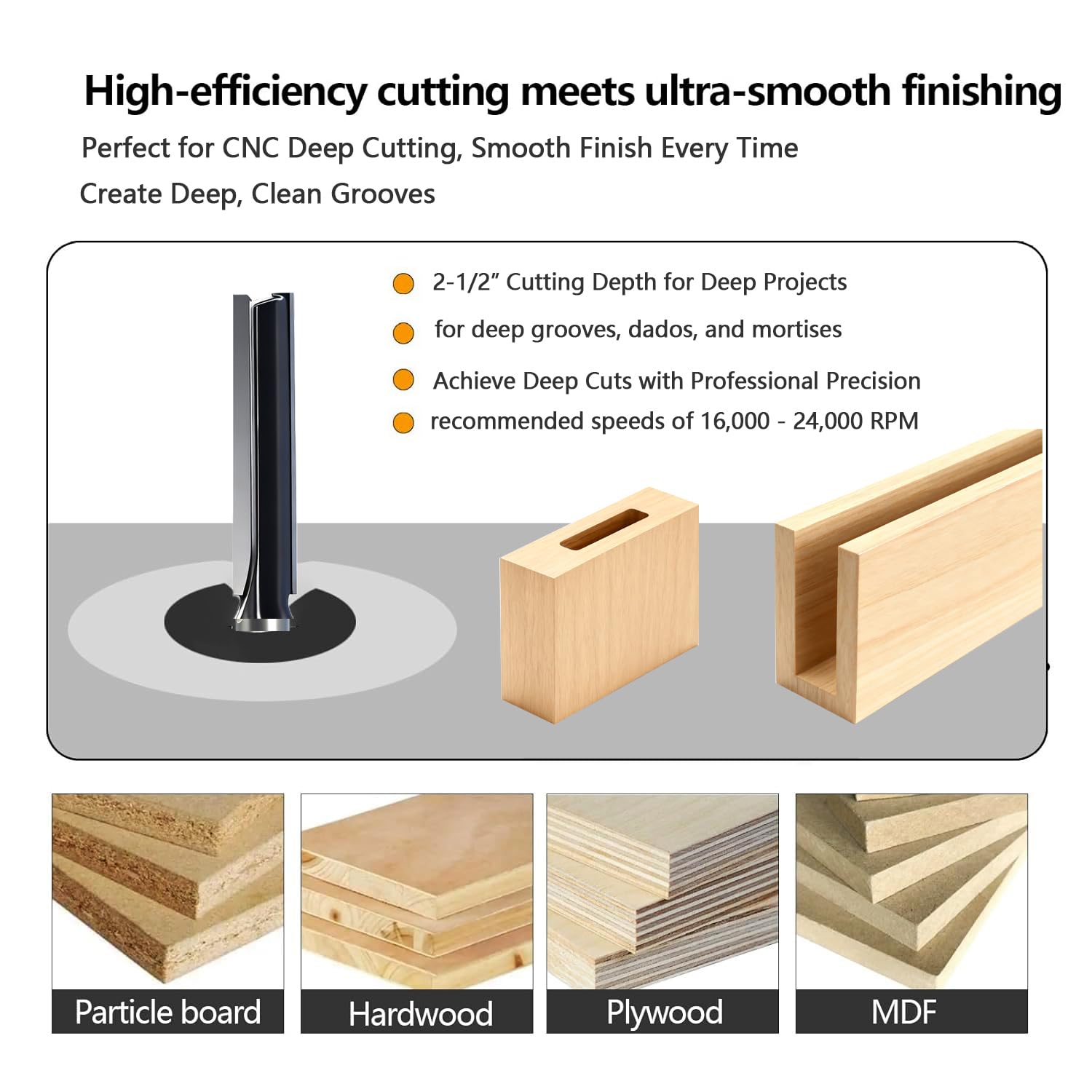Extra Long Router Bit - Deep Grooves & CNC -5 Extra Long Router Bit - Deep Grooves & CNC -5