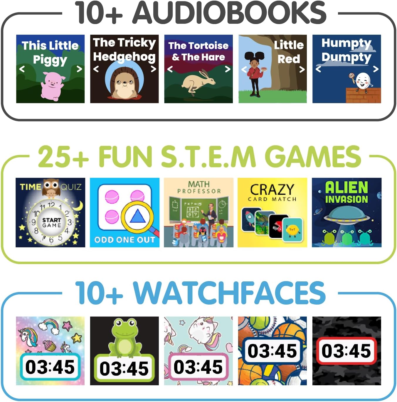 iTech Jr Smartwatch audiobooks, games, and watchfaces