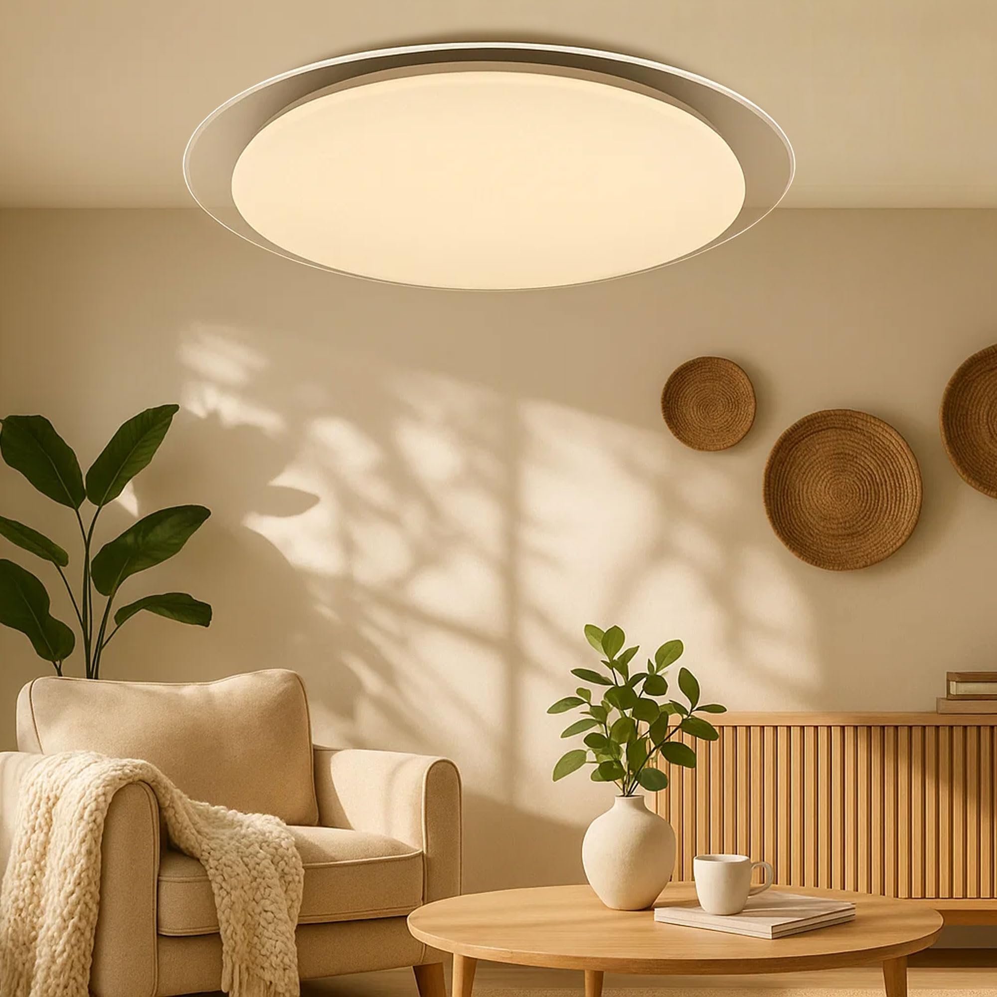 Maxkomfort LED Deckenleuchte GALA-L 72W mit Farbwechsel – moderne Deckenlampe Ø57,5 cm – schlichtes Design, 5400 Lumen, warmweiß bis kaltweiß, mit Lichtschalter steuerbar