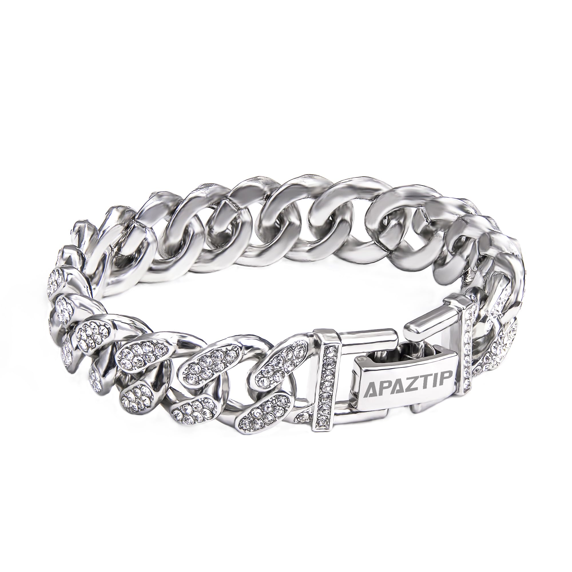 Collar de cadena de eslabones cubanos de acero inoxidable plateado de 8, 18, 20, 22, 24 pulgadas, para hombre, cadena gruesa para mujer y cadenas de eslabones cubanos de corte de diamante