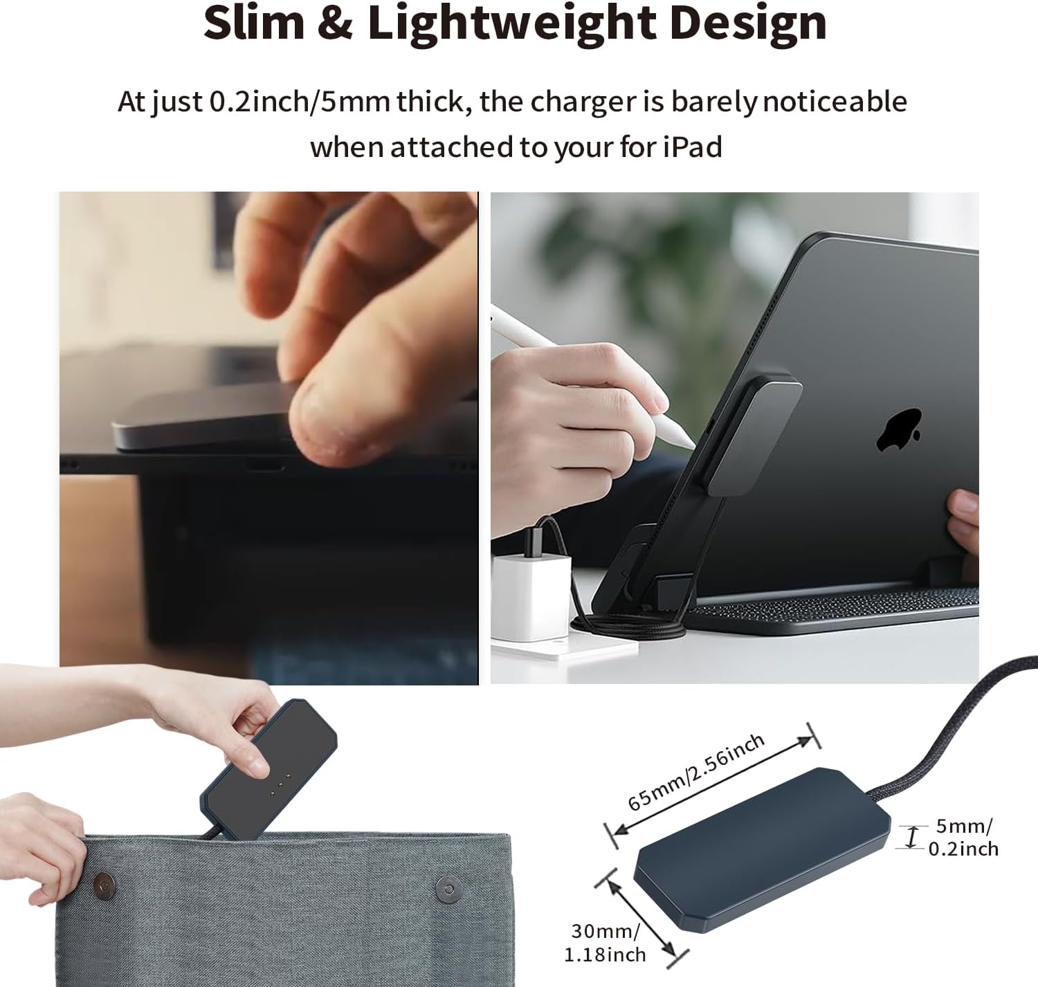 Tonton Magnetic Wireless Charger for iPad Pro 11" (1st/2nd/3rd/4th Gen) & iPad Air 11" M4(2026)/M3/M2 & Air 10.9" (4th/5th), 18W Fast Charging Smart Connector Charging Pad with 6.6FT USB-C Cable