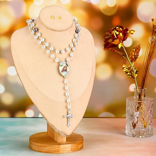 Miniatura 6 de Kigeli Collar de sublimación en blanco para sublimación, rosario en blanco, cuentas de oración, collar de transferencia de calor, rosarios, collares