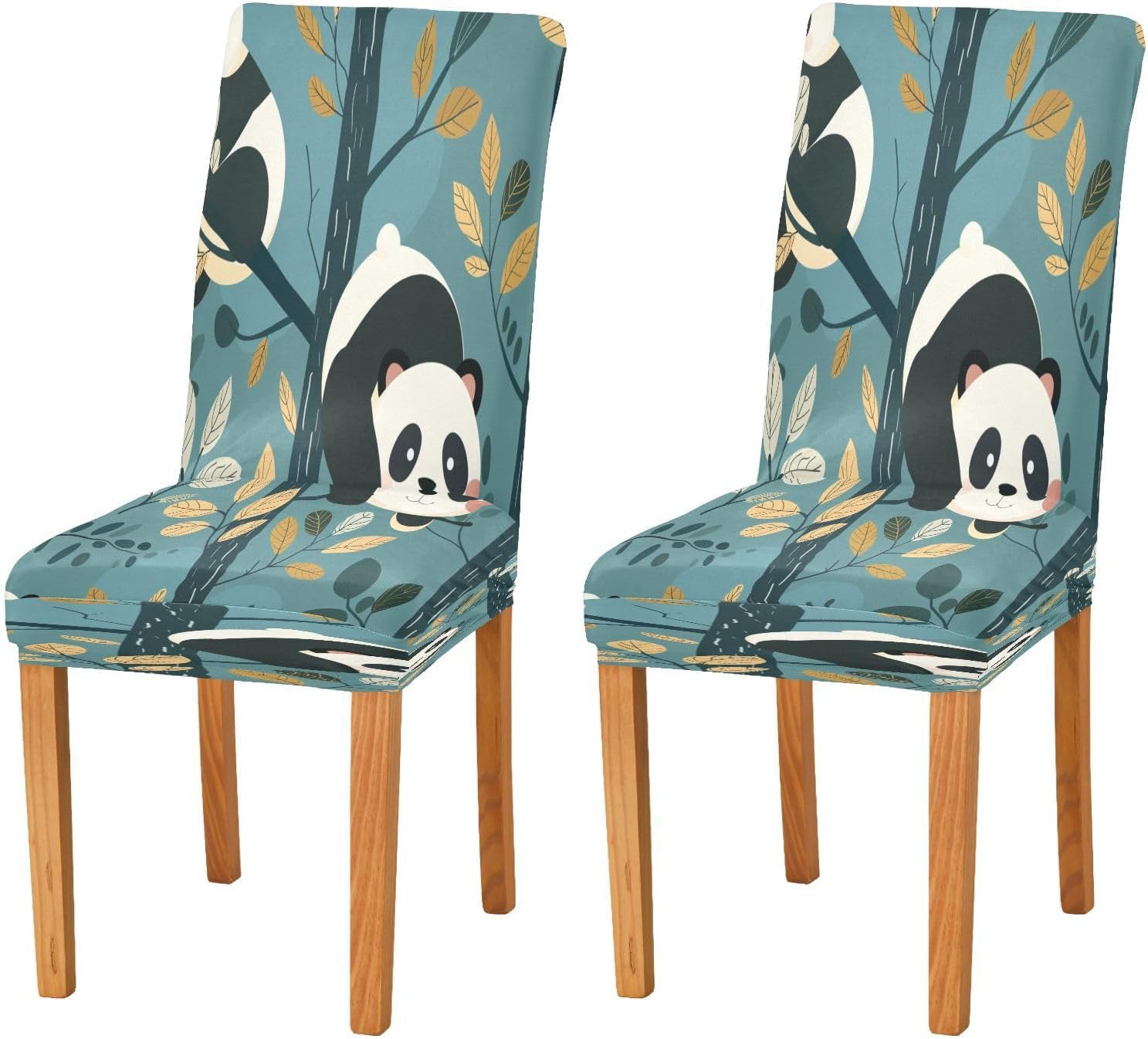 ALAZA Chair Covers for Dining Room, Cute Panda and Star on Pink Stretch Chair Cover Sets Chair Protector for Formal Dining Celebration