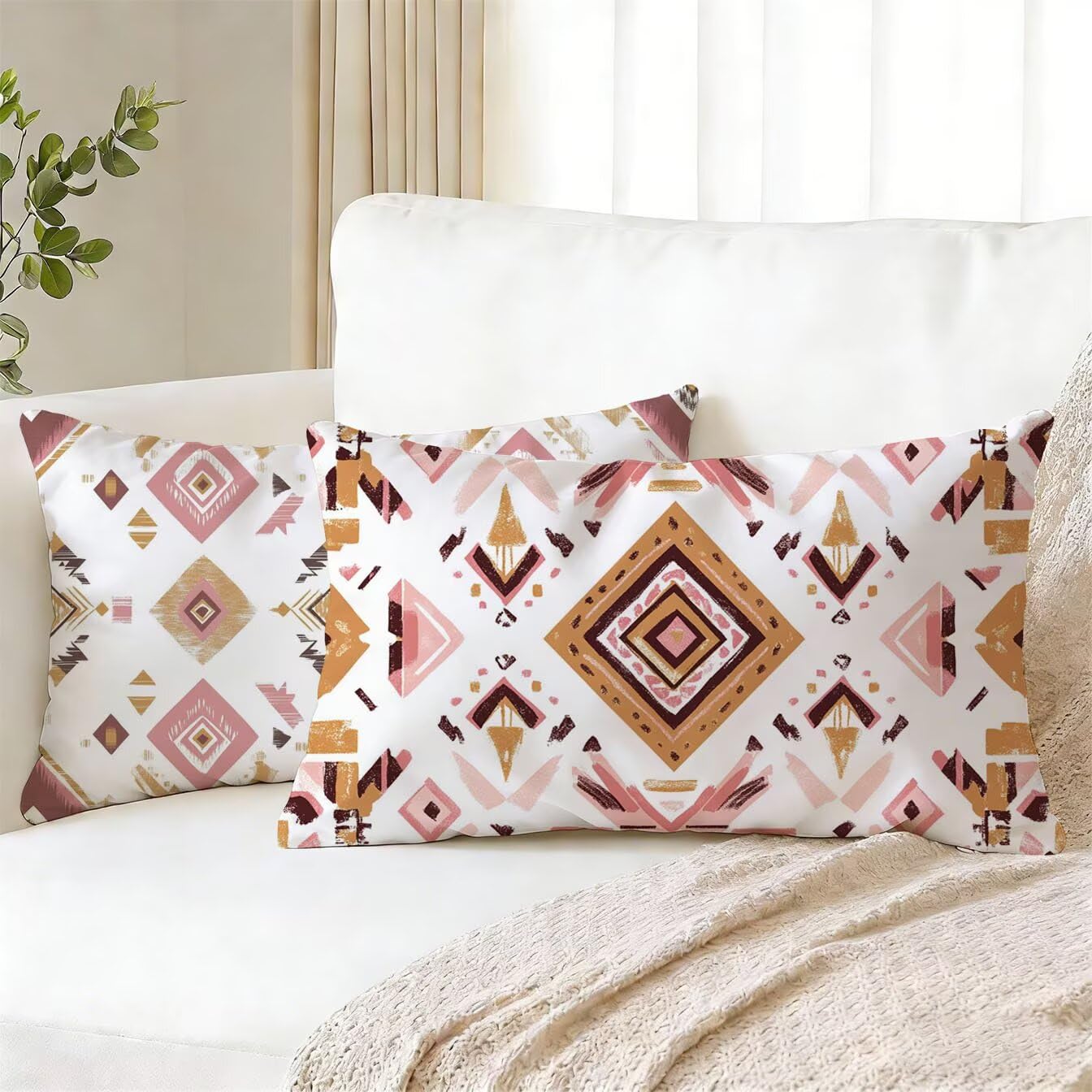 Kopfkissenbezug 50x90 Dekokissen Leinen 2er Set, beige, v-645
