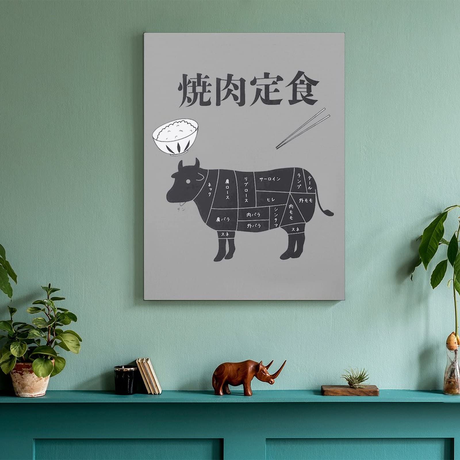 子供の牛の絵画 木製フレーム付き