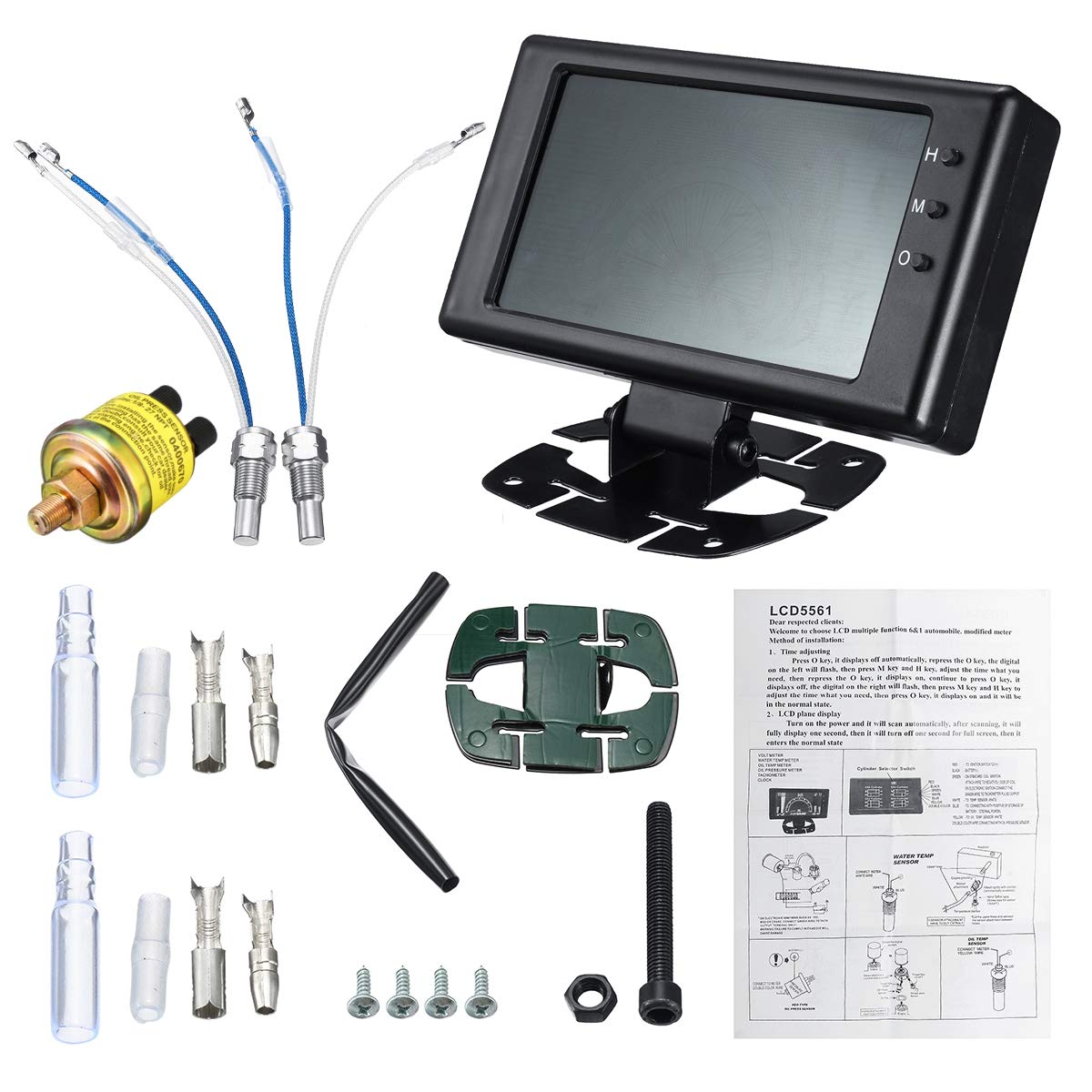 8V-18V 12V 6 En 1 LCD Medidor Digital Tensión De Presión De Aceite Agua Temperatura del Aceite Tacómetro RPM Coche