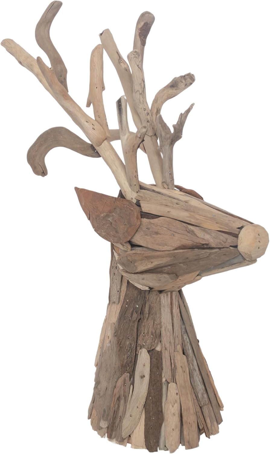 Boston International Christmas Statue Tabletop Figurine Winter Holiday Decorations, 8.25" x 14", Driftwood Deer