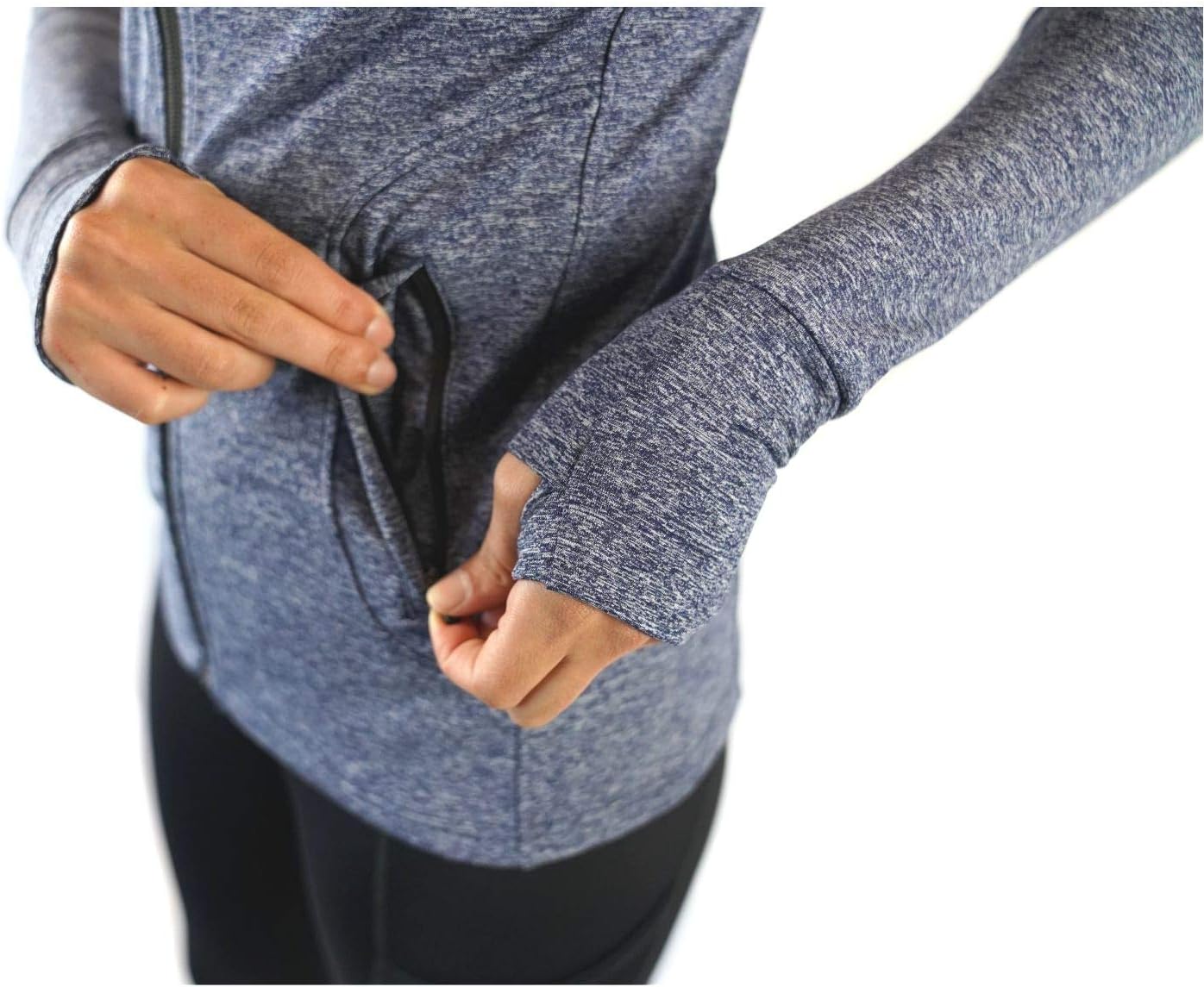 Outline Active Womens Ultra Soft Lightweight Full Zip Yoga Jacket with Zipper Pockets and Thumb Holes