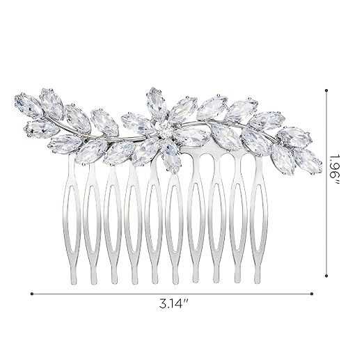 Miniatura 7 de SWEETV Peine de pelo de boda con diamantes de imitación, peine de cristal para el cabello, piezas de pelo retro, accesorios para novias, damas de