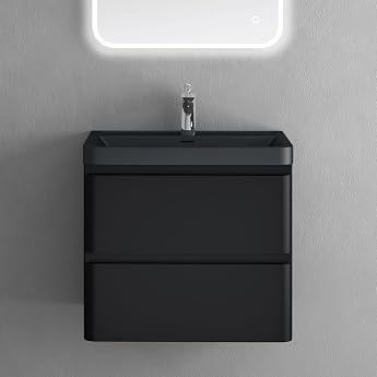 doporro Bathroom Furniture Set Base Cabinet with Sink Matt Black 60 x 42 x