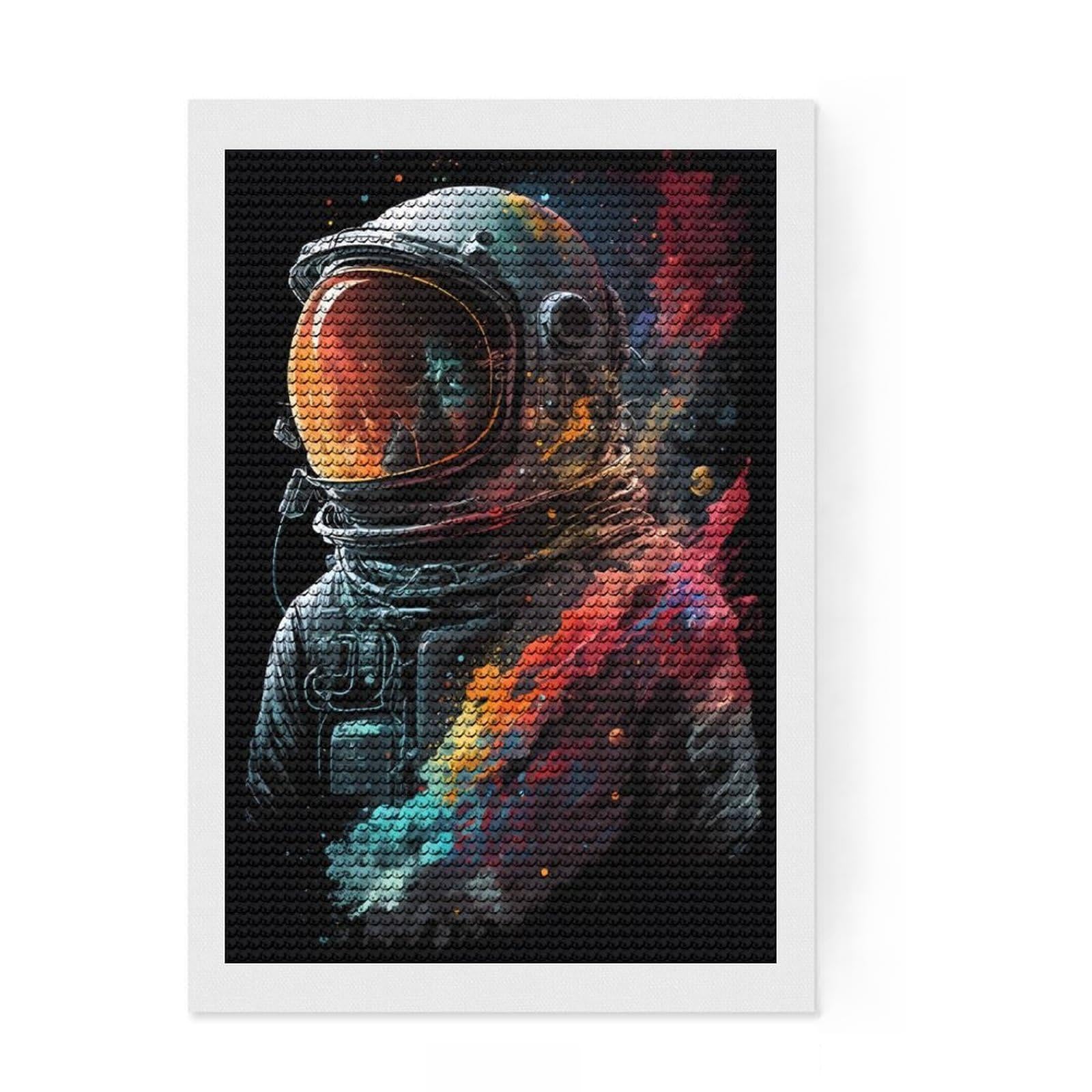 Junmoney Astronaut Lost in Space Full Drill Diamond Painting Kit 8"x12", Stress Relief Craft, Round Gems, Full Kit Included, Thoughtful Present