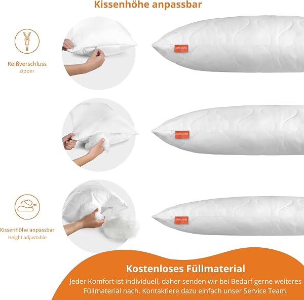 sleepling 2er Set Kissen 50x50 cm, Sofakissen, Kissenfüllung, Zierkissen für Allergiker, Deko Kissen Füllung 50 x 50, Ökotex, Waschbar bis 60 Grad, Made in EU, Basic 100 - 3