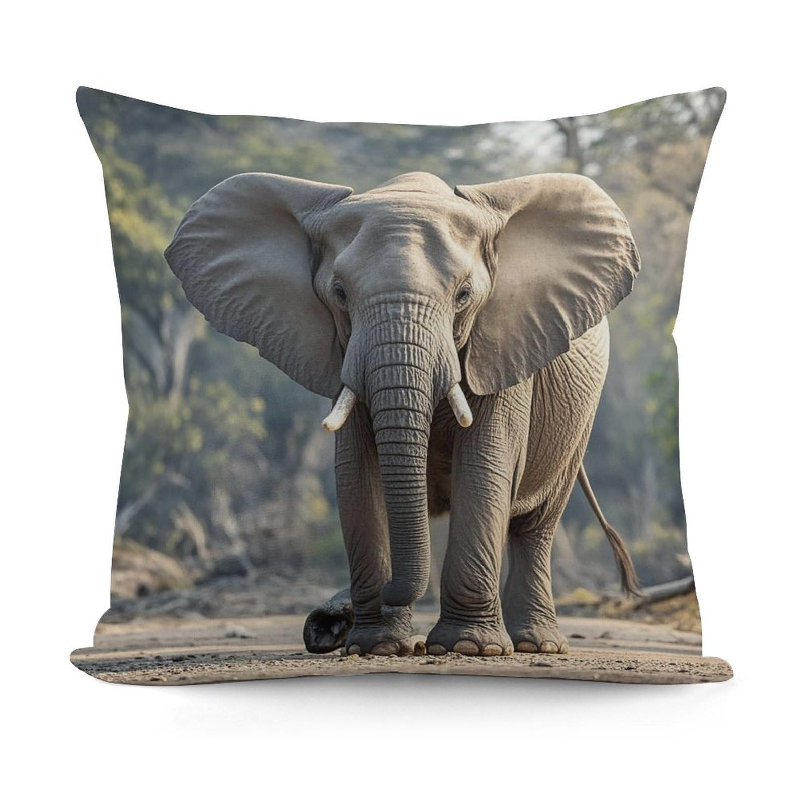 VstaDank Elephant Pillow Covers Soft Plush Decorative Square Pillow Cover Modern Breathable Pillowcases Pillowcase with Invisible Zipper 18x18 Inches for Sofa Living Room