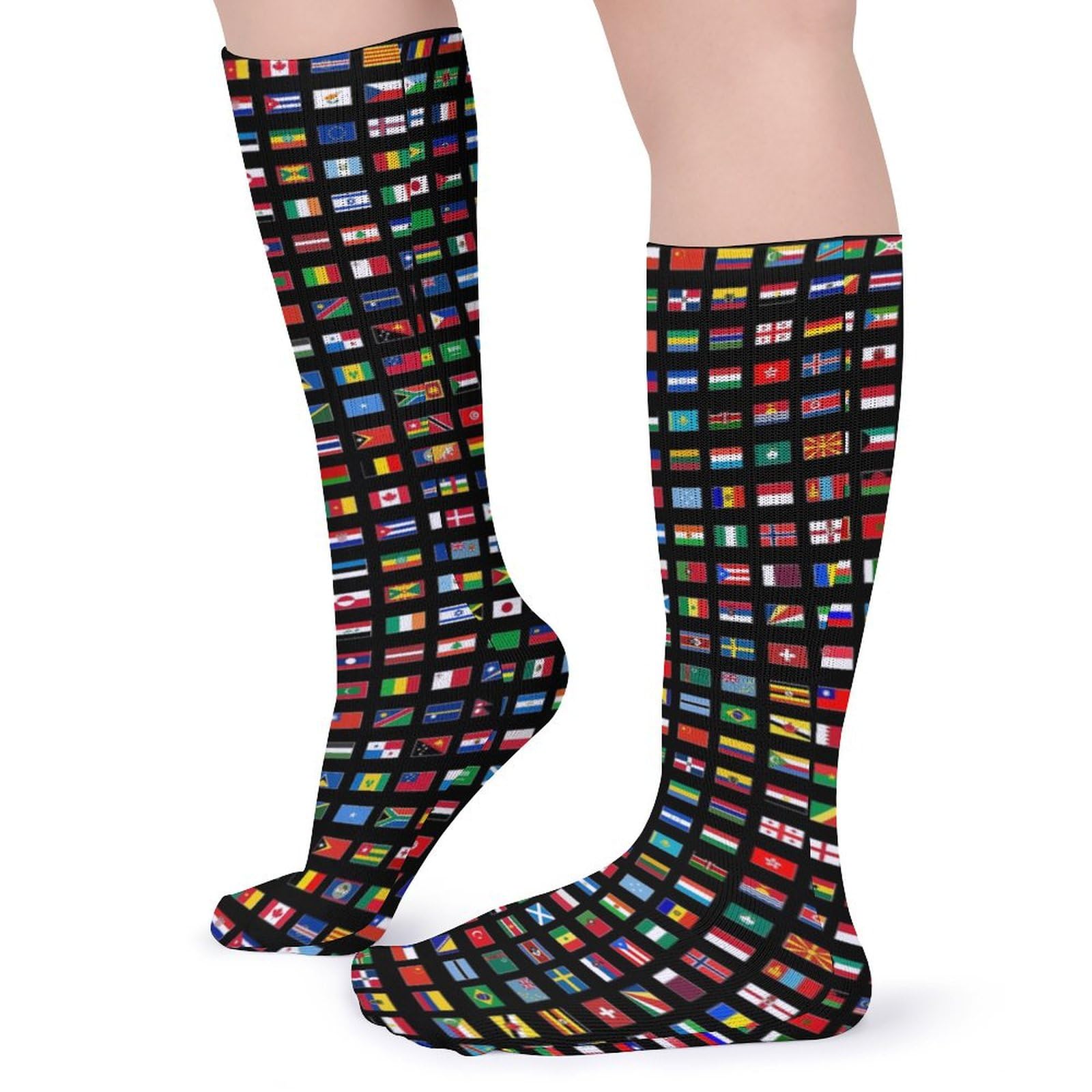 JXBFVUG World Flags Socks For Women Men Soft Breathable Novelty Crew Socks Athletic Socks Funny Crazy Dress Socks