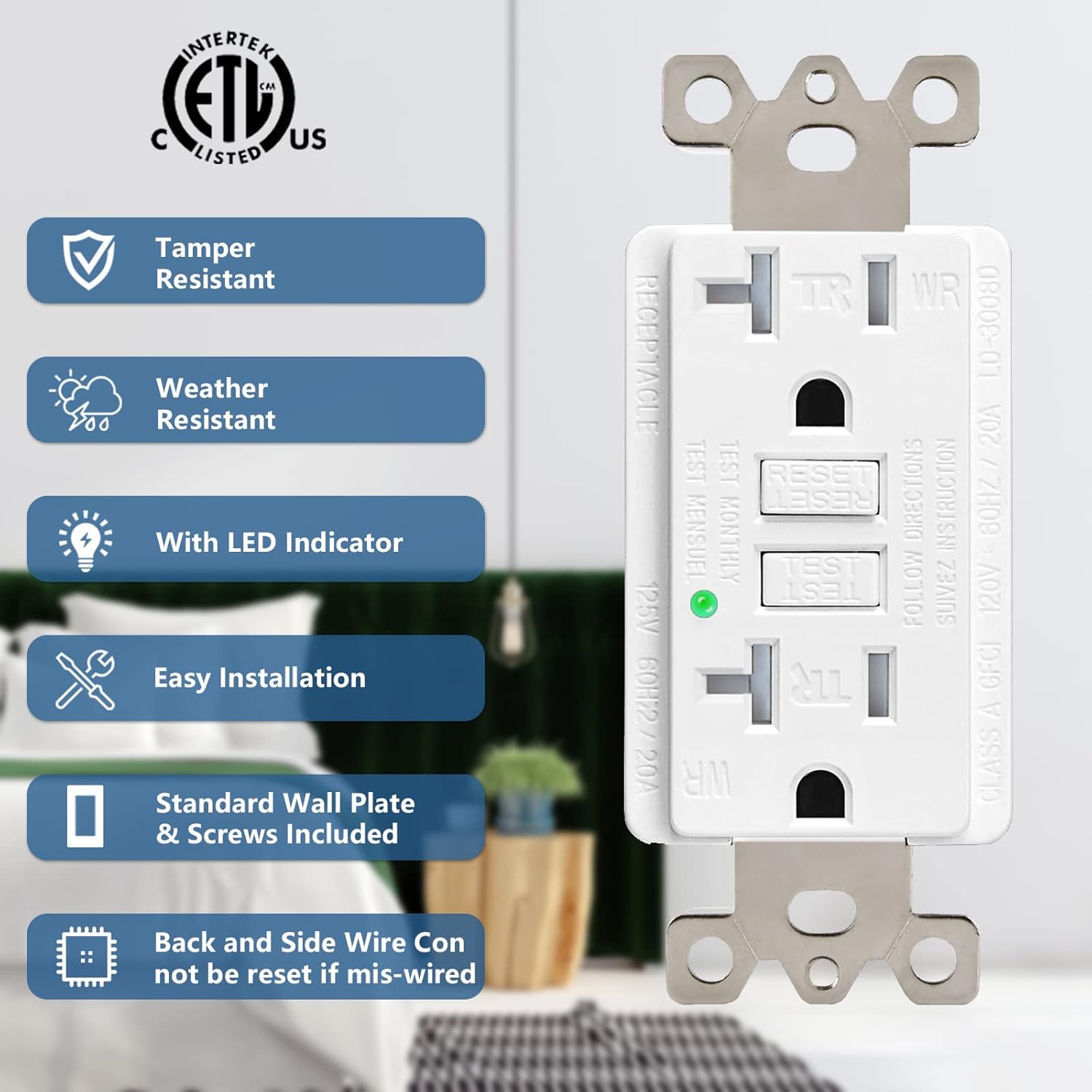 Lоwеѕt Prісе NineLeaf 10 Pack 20 Amp GFCI Outlet Receptacles,Tamper-Resistant(TR)and Weather-Resistant(WR) with LED Indicator, Decorative Wall Plates and Screws Included, ETL Certified, White Gеt Sресіаl Prісе NineLeaf 10 Pack 20 Amp GFCI Outlet Receptacles,Tamper-Resistant(TR)and Weather-Resistant(WR) with LED Indicator, Decorative Wall Plates and Screws Included, ETL Certified, White