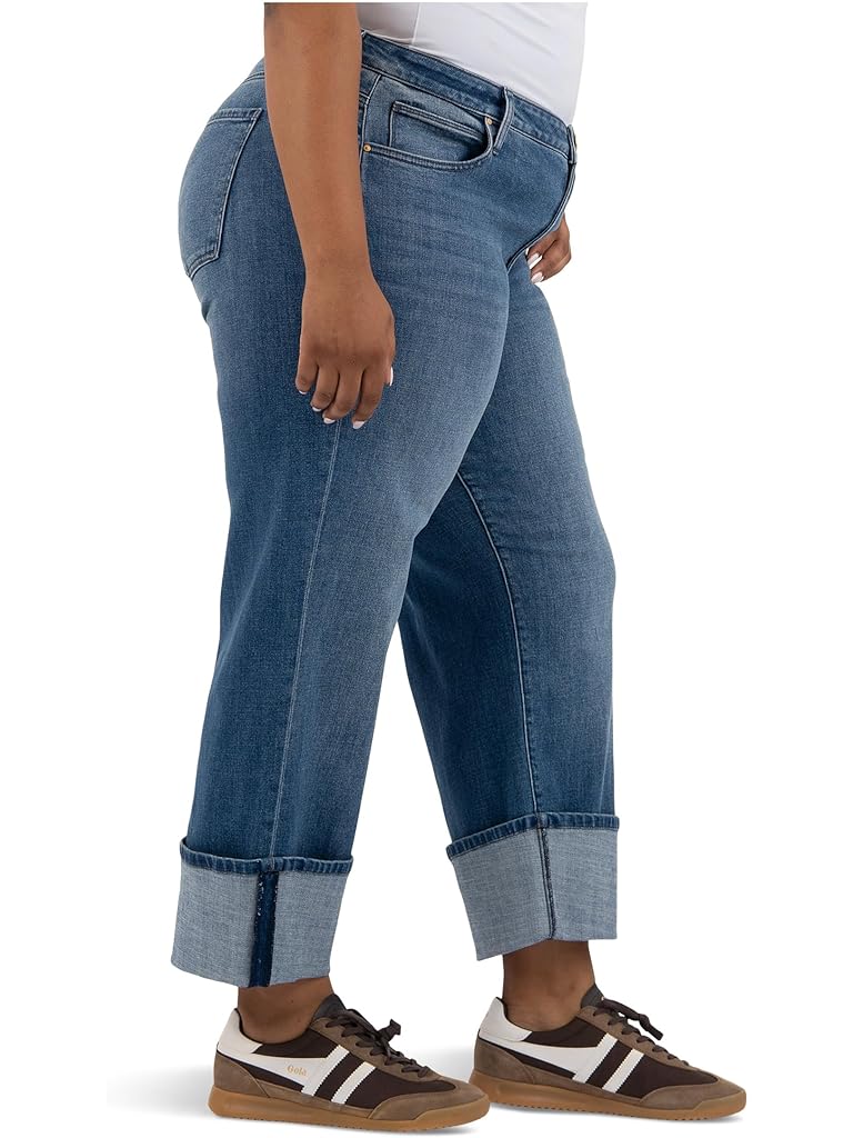 Blue KUT from the Kloth Plus Sienna High Rise Straight Leg-roll Up 5"