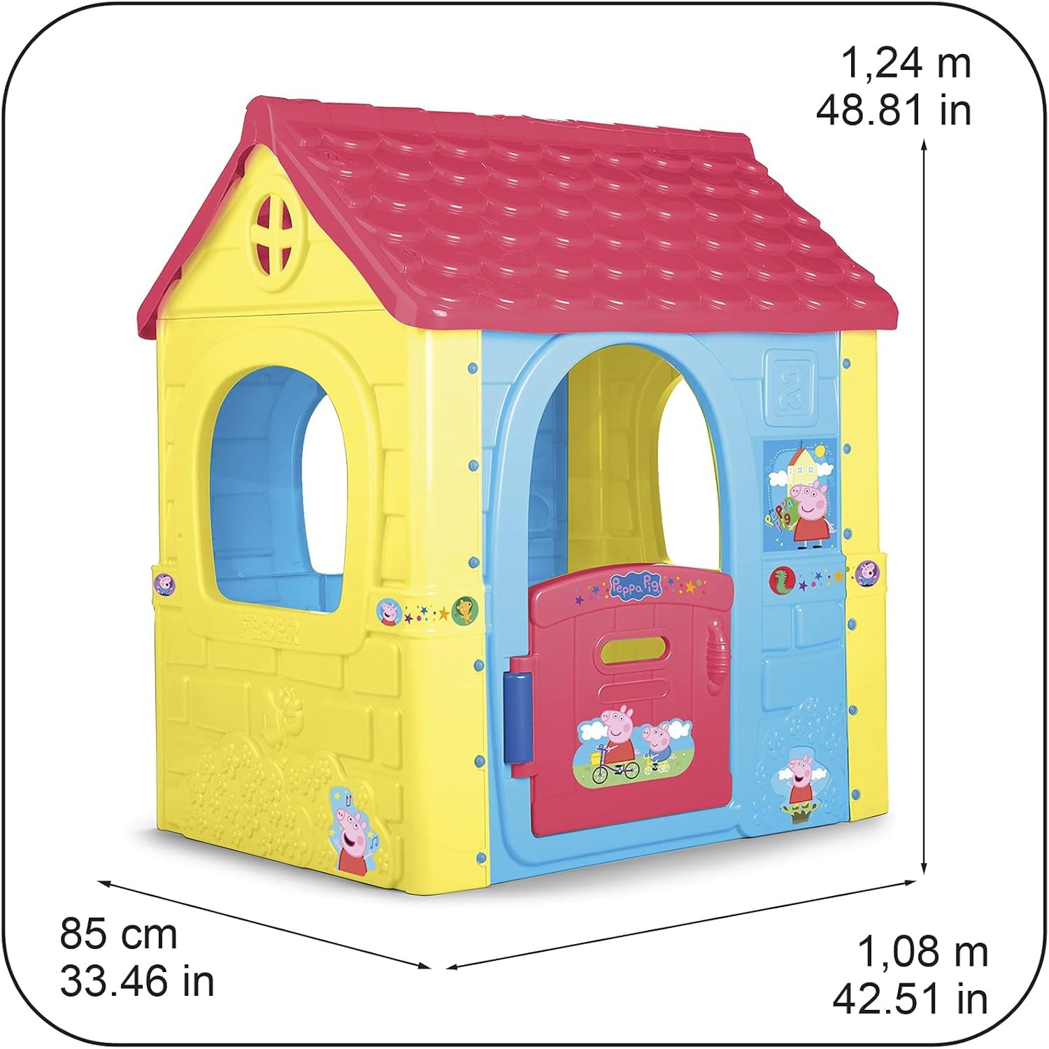 FEBER - Fantasy House de Peppa Pig, Casita Infantil de Juegos, con Puerta Abatible, para Jugar al Aire Libre o en Casa, Resistente y de Fácil Montaje, para Niños de 2 a 6 Años, Famosa (800013380)