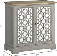 Vista 3 de HOMCOM Aparador de estilo granja, gabinete de almacenamiento de cocina, armario de acento con puertas de vidrio dobles y encimera de madera maciza