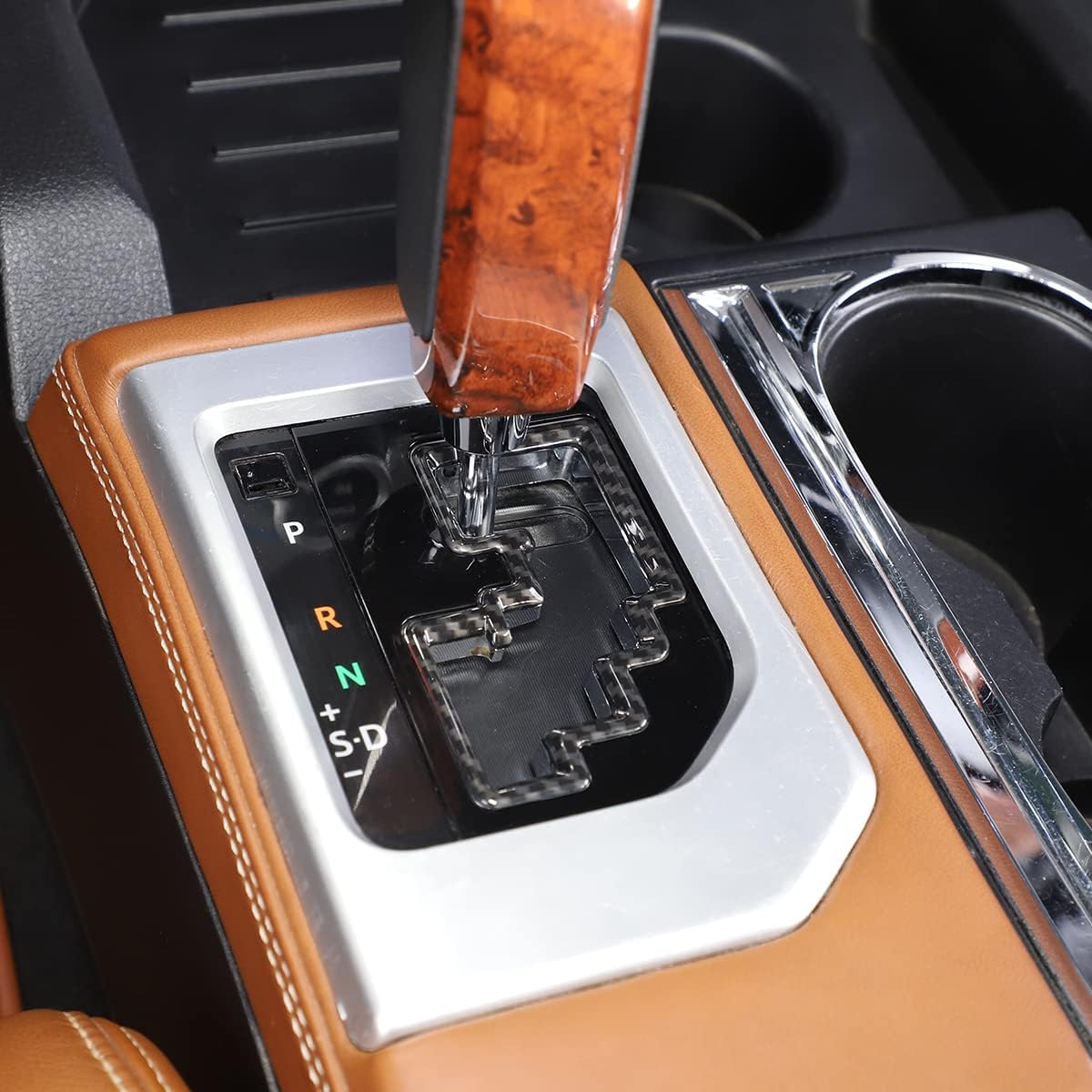 Fit for Toyota Tundra 2014 2015 2016 2017 2018 2019 2020 2021 ABS Car Control Gear Shift Track Panel Cover Trims Stickers (Carbon Fiber)