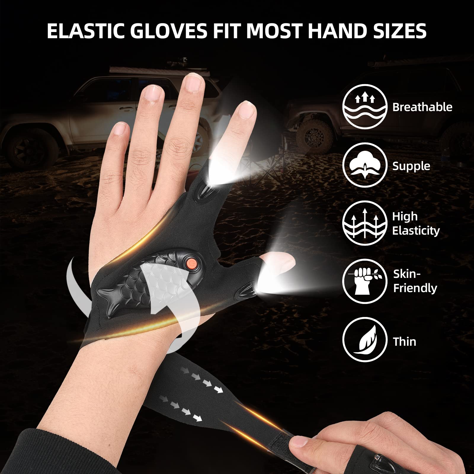 Gants De Lampe De Poche Led, Lampes De Poche Mains Libres, Bas De Noël Pour Homm Gants De Lampe De Poche Led, Lampes De Poche Mains Libres, Bas De Noël Pour Homm