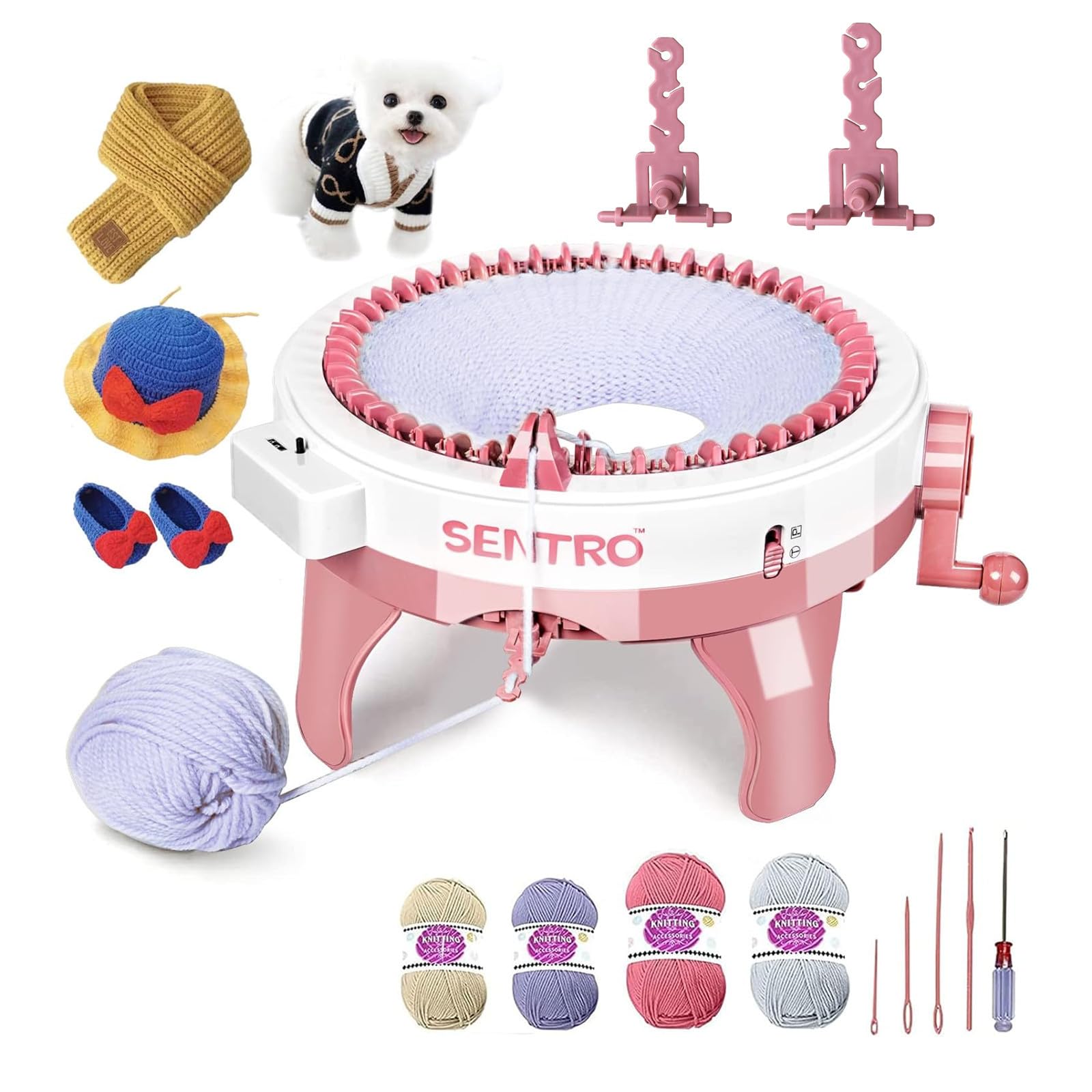 SENTRO Knitting Machine 48 Needles, Smart Circular Knitting Machine, Double Knitting Loom Machine for Adults Beginners,DIY Knitting Board Rotating Machine for Hat, Scarves, Socks