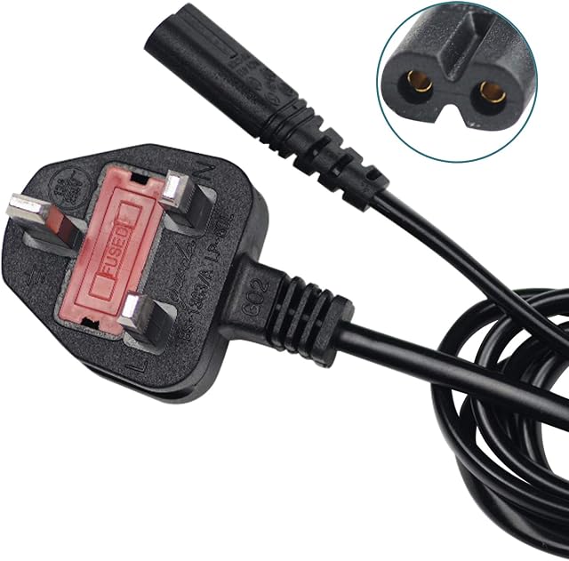 Power Cable Lead UK Plug to IEC C7 Figure 8 2 Pin Cord for Samsung Toshiba Philips LG Sony Panasonic LED Flat TV Sky Box XBOX One S PS3/4 Projector Camera Charge etc 1.5M Long