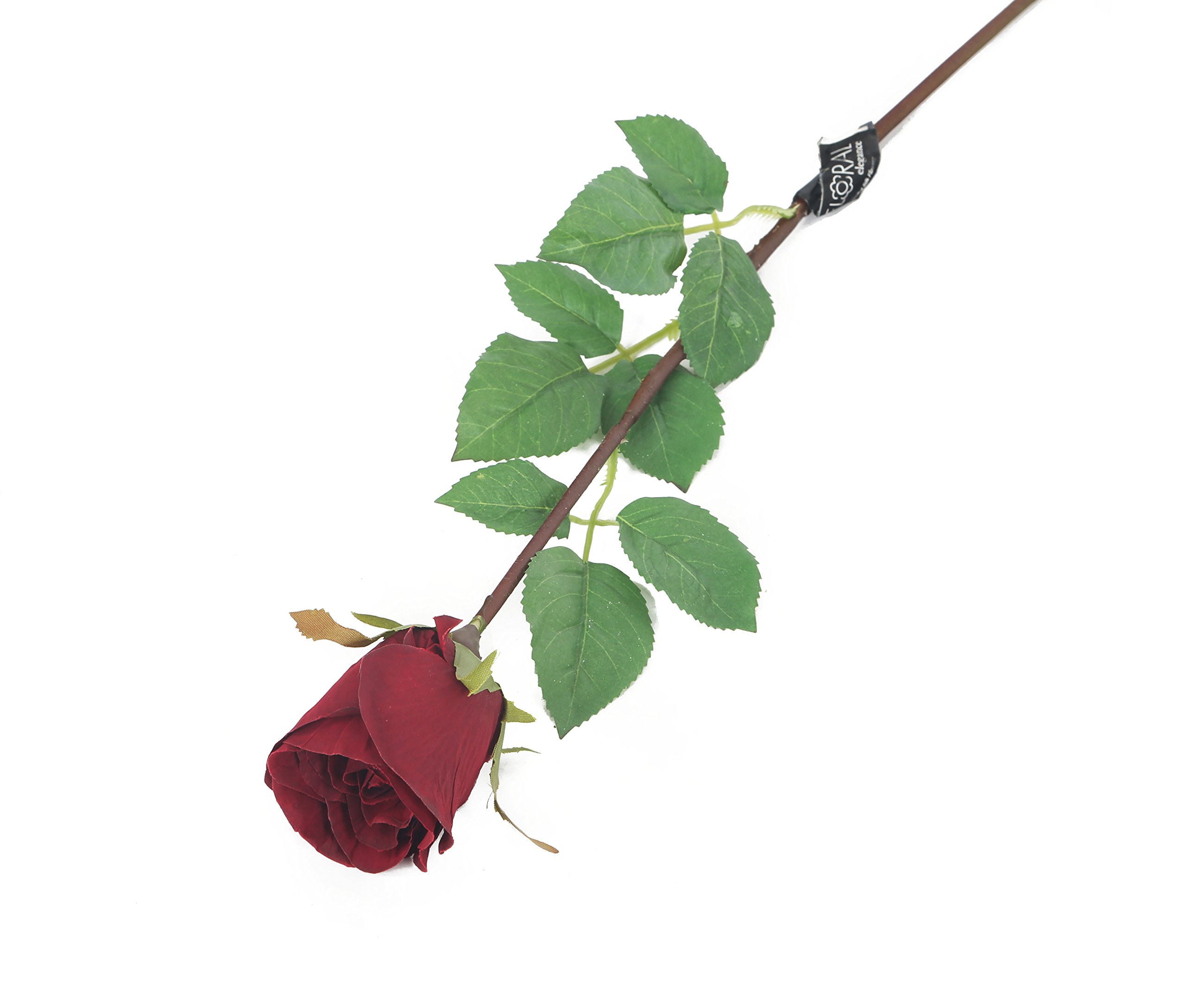 Floral Elegance Artificial 52cm Single Stem Closed Bud Burgundy Rose Flowers x 6, Half a Dozen - Image 3
