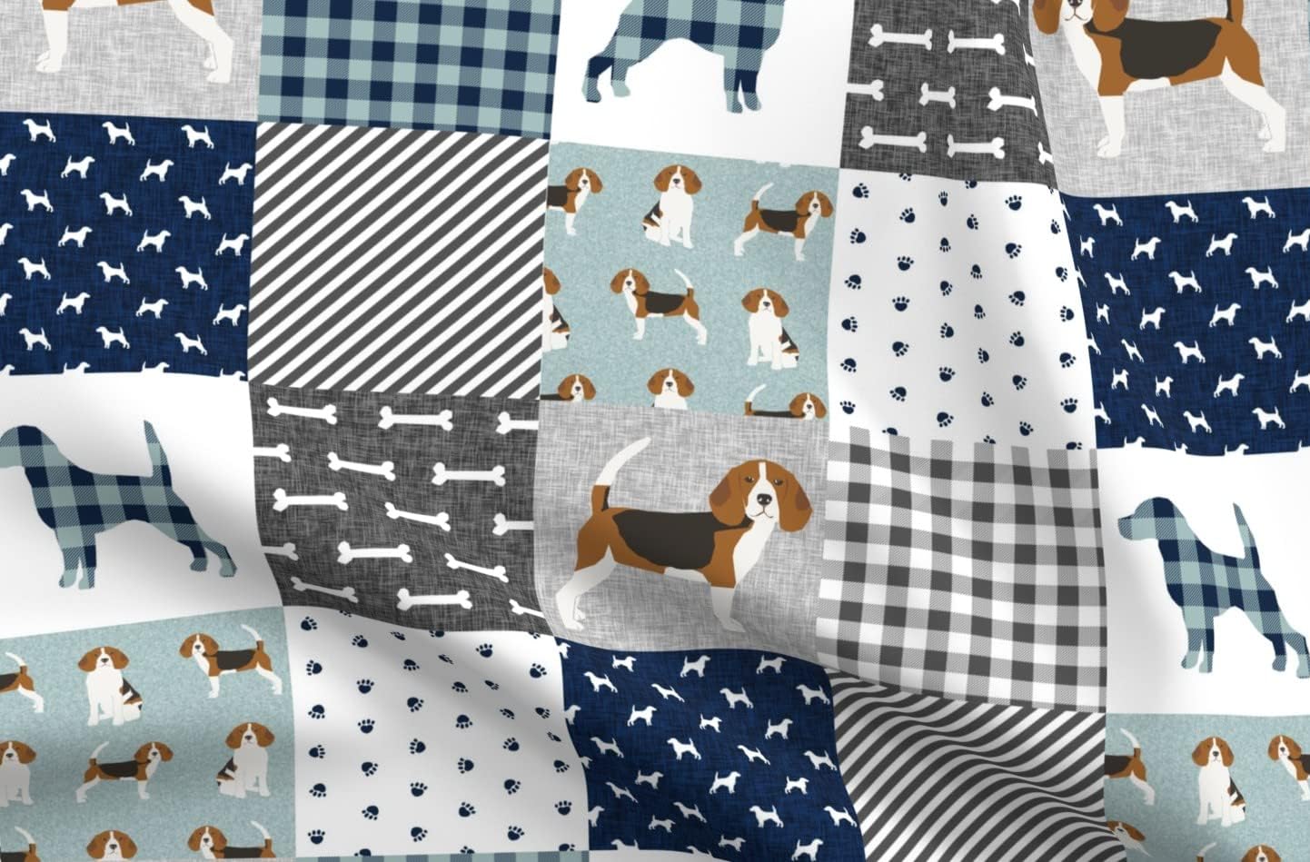 Spoonflower Fabric - Beagle Pet Quilt Dog Breed Cheater Wholecloth Dogs Nursery Friendly Printed on Organic Cotton Sateen Fabric by The Yard - Sewing Quilting Apparel Home Decor