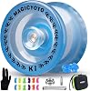 MAGICYOYO Yo Yo Kids K1 Glow Blue, Responsive Yoyo for Kids, Professional Stunt Yo Yo for Beginner, Trick Yoyo with Unresponsive Bearing, YoYo Storage Case, 12 Strings, Glove, 2 Hubstacks