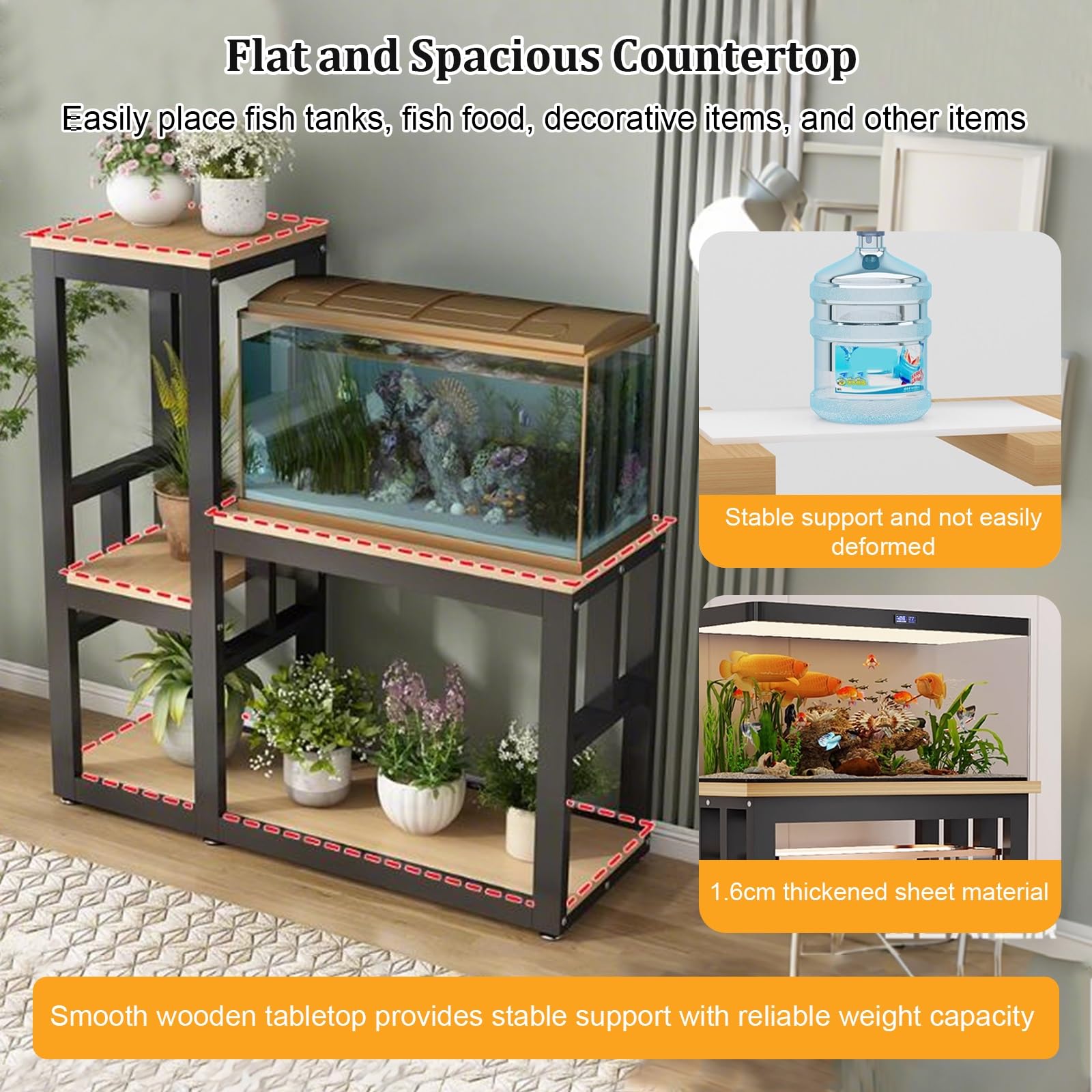 Supporto per Acquario in Legno Massello per 200L Mobile Acquario a Due Ripiani Supporto Robusto per Rettili Scaffale Portaoggetti Multifunzione per Casa Ufficio Studio(White,LxH90x40cm/35x16)