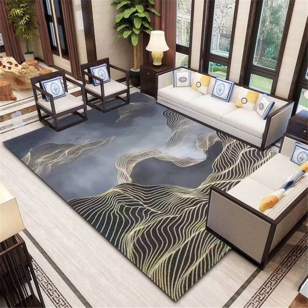 Tapis salon gris foncé à motifs abstraits pour une ambiance chaleureuse 60x90cm