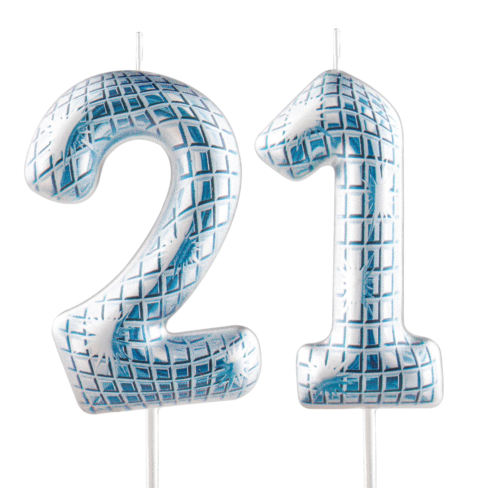 Funny Disco Themed Birthday Candles, Number 21 Retro Disco Mirror Ball Candle Cake Topper Decorations, Dance Party Supplies, 18th 21th 30th 40th 50th 60th Birthday Gifts for Him Her Disco Lovers