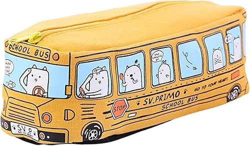 Miniatura 9 de JHTPSLR Estuche para lápices de alta calidad, con diseño de caricaturas, autobús urbano, estuche grande de lona con cremallera, organizador de