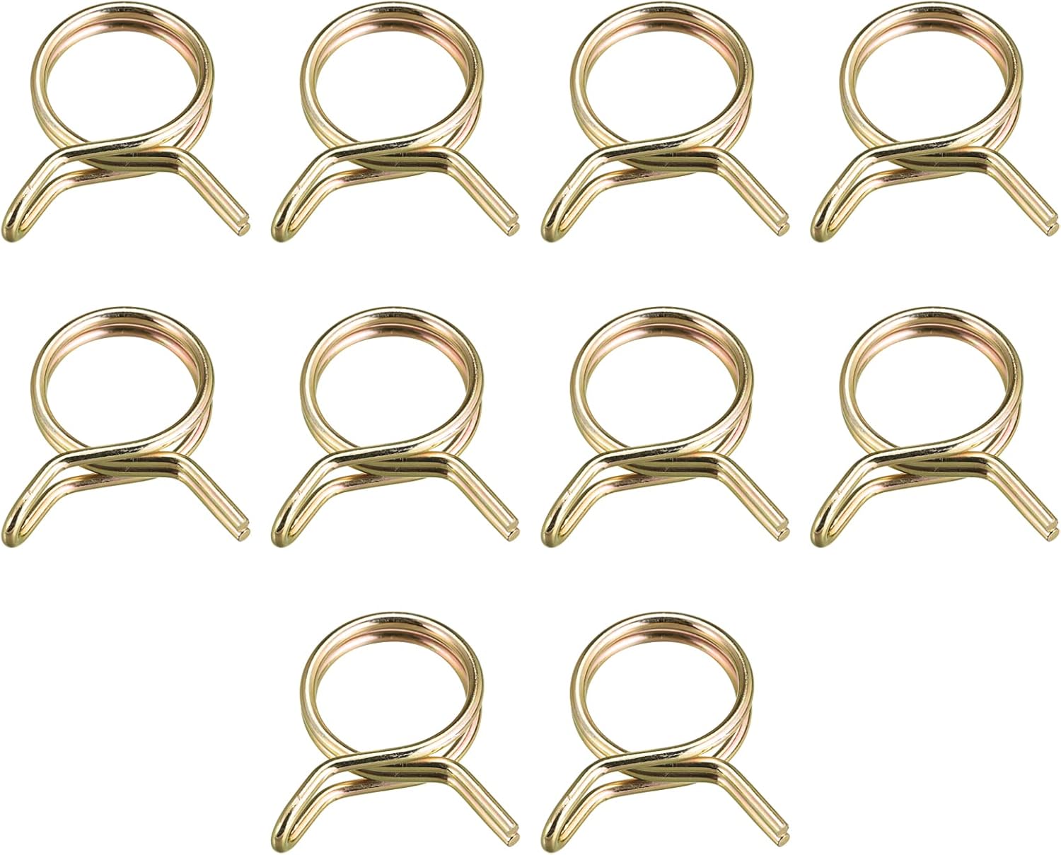 uxcell Double Wire Spring Hose Clamp, 20pcs 65Mn Steel 23mm Inner Dia Fit 24mm-25.3mm OD Hose Fuel Line Silicone Tube Spring Clips, Color Zinc Plated