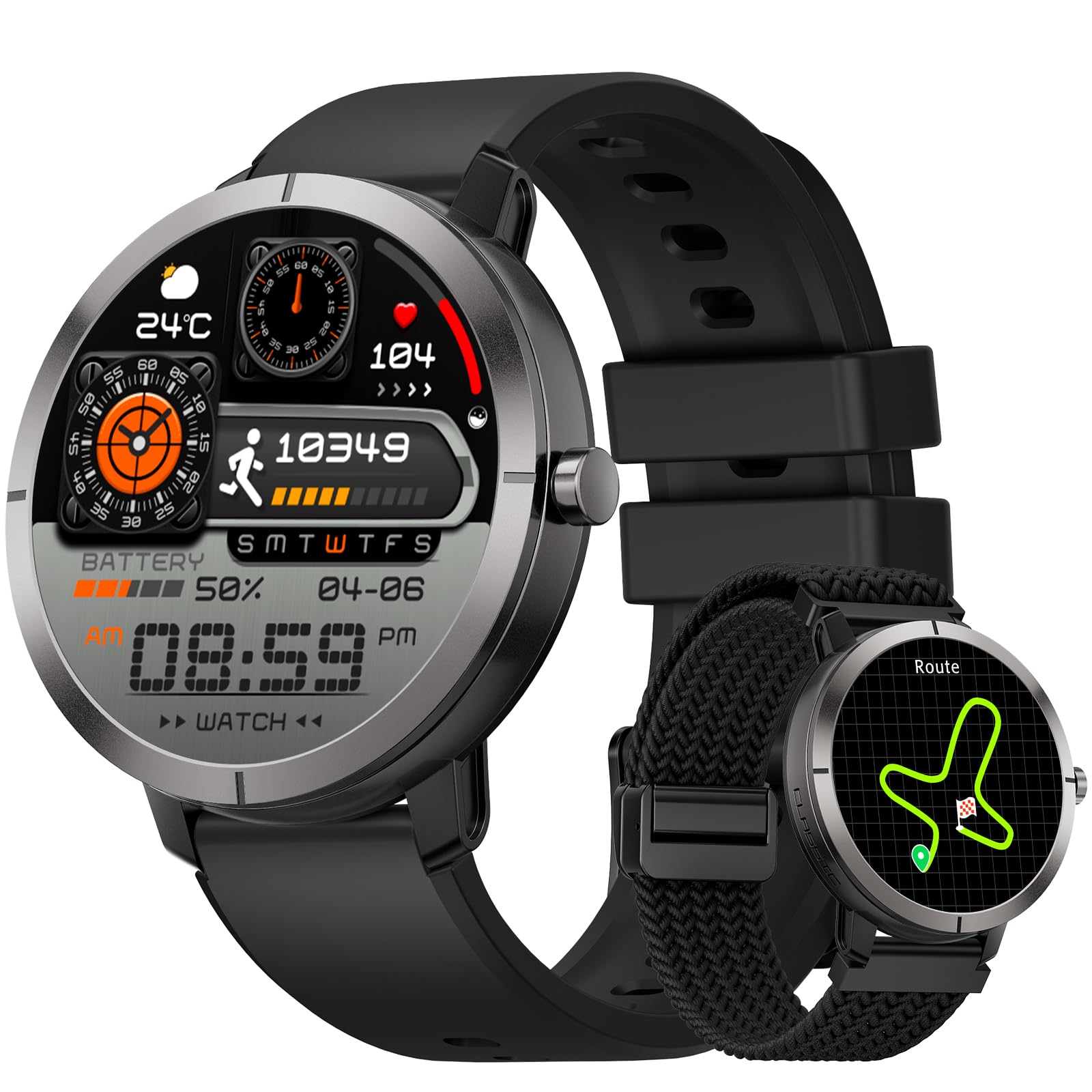 Orologio Intelligente Uomo Donna con GPS, Batteria 10 Giorni, Schermo Amoled da 1,35''/Caso in Alluminio/5ATM, 170+ Modalità Sportive, Fitness Tracker con Frequenza Cardiaca, Monitoraggio del Sonno