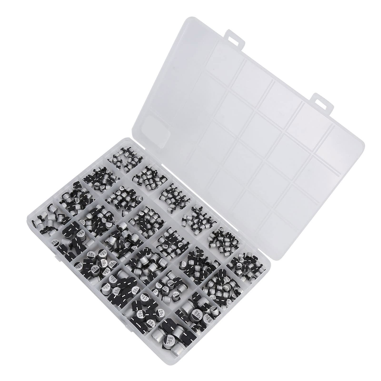 Kit de condensador electrolítico SMD, 24 valores, accesorio de bricolaje de aluminio, 6,3 V-50 V