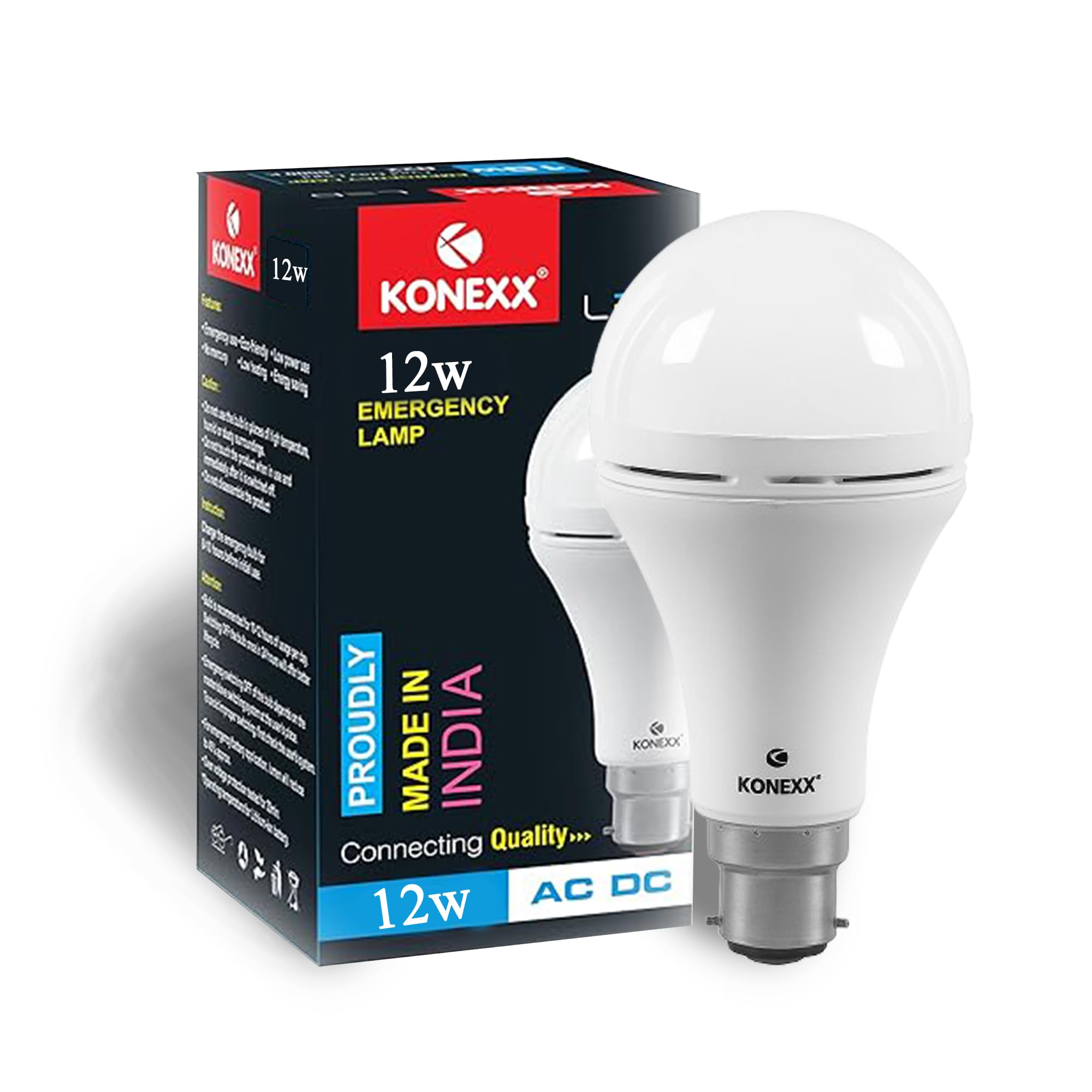 Buy Konexx 12W AC/DC LED Rechargeable Emergency Bulb | Dual Power