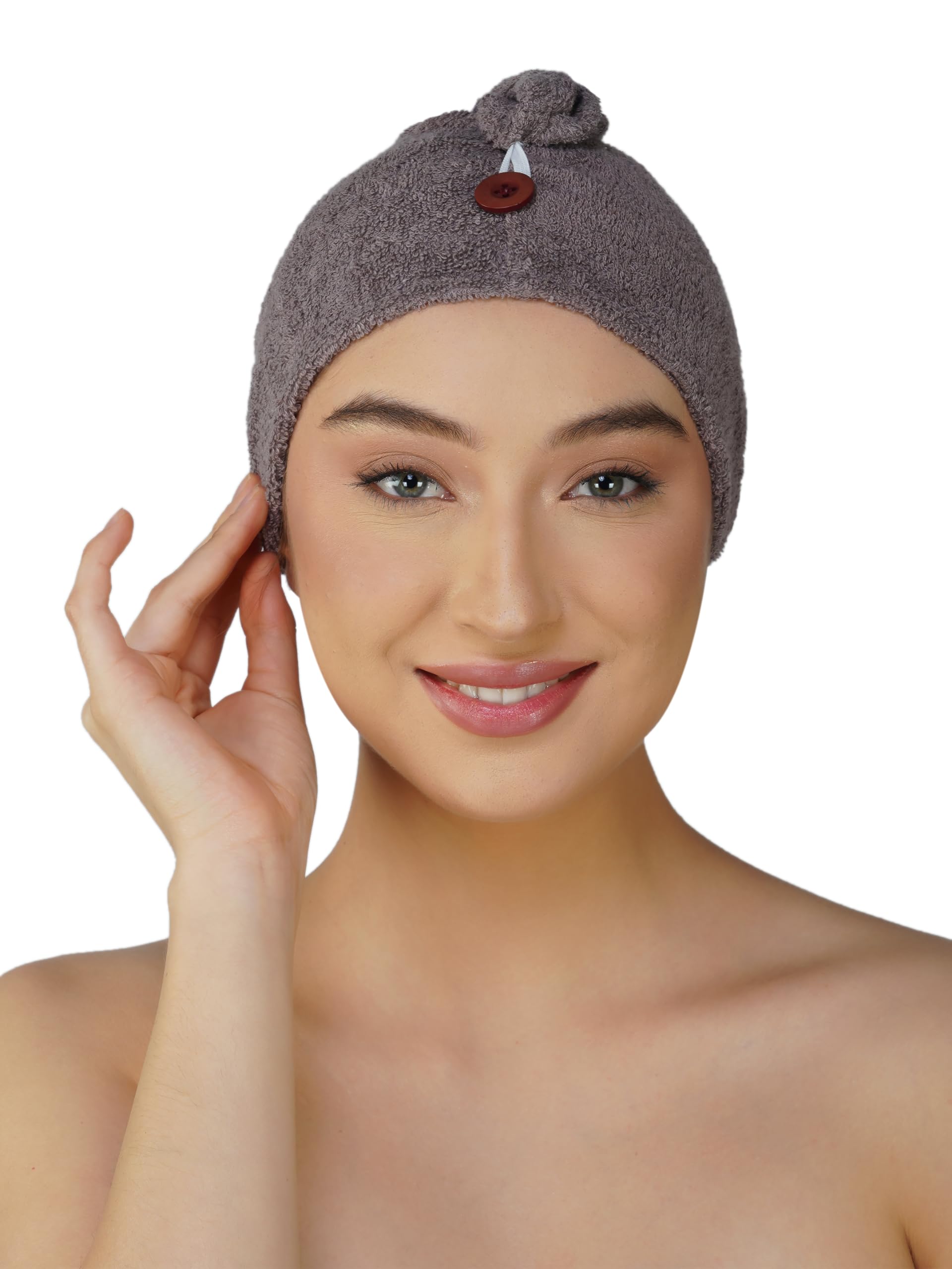 Rangoli Bamboo Hair Towel Wrap for Women - 500 GSM | Ultra-Soft, Super Absorbent Hair Dryer Towel - Perfect for Salon, Travel, and Everyday Pampering l Dark Grey-image-1