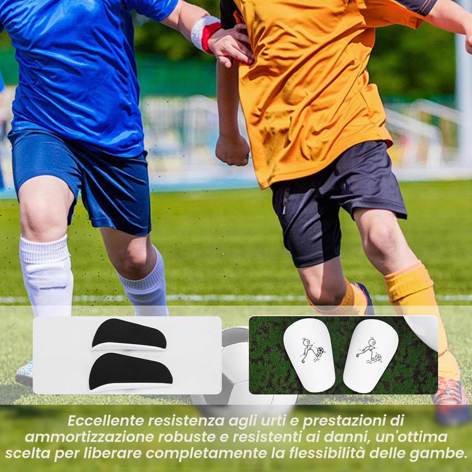 2pcs Mini Football Shin Pads, Parastinchi Calcio Professionali, Equipaggiamento Protettivo per Uomo, Donna, Bambini, Ragazzi, Ragazze, Ideale per Calcio e Altri Sport